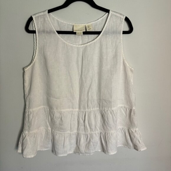 Cynthia Rowley White Sleeveless Linen Blouse Size Large - Picture 1 of 5